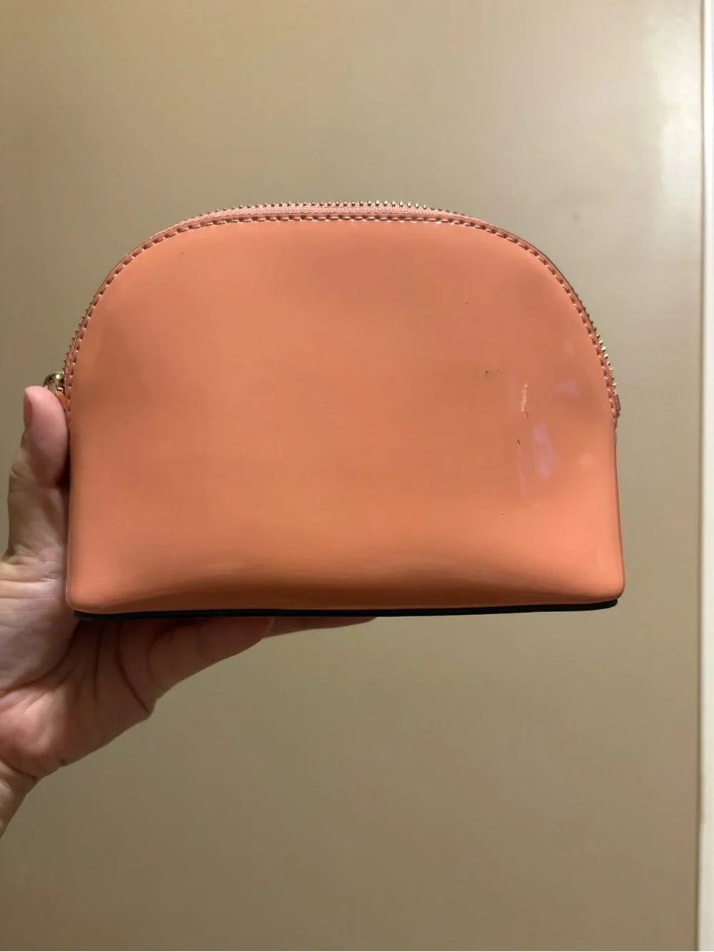 Michael Kors Peach-Pink Dome Cosmetic Case with Gold Logo